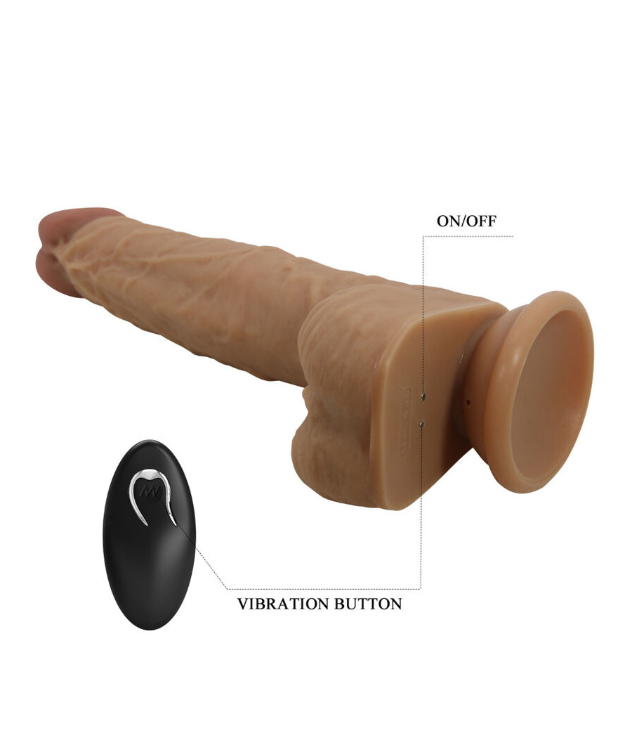 PRETTY LOVE - GODE EN SILICONE JONATHAN 3 VIBRATIONS + 3 MESURES DINSERTION TÉLÉCOMMANDE 21 CM