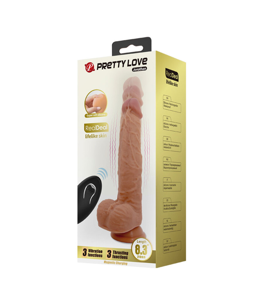 PRETTY LOVE - JONATHAN SILICONE DILDO 3 VIBRAÕES + 3 MEDIDAS DE INSERO CONTROLE REMOTO 21 CM