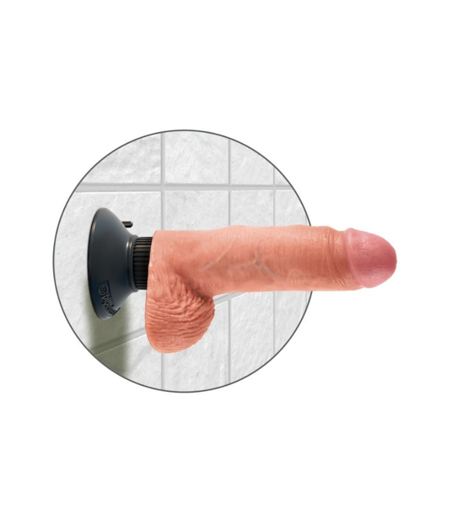KING COCK - DILDO VIBRADOR COM TESTÍCULOS 17.78 CM NATURAL