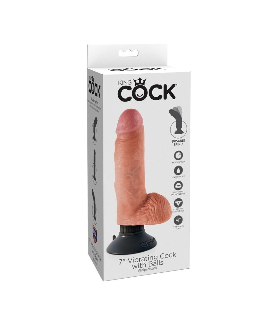 KING COCK - DILDO VIBRATORE CON TESTICOLI 17.78 CM NATURALE