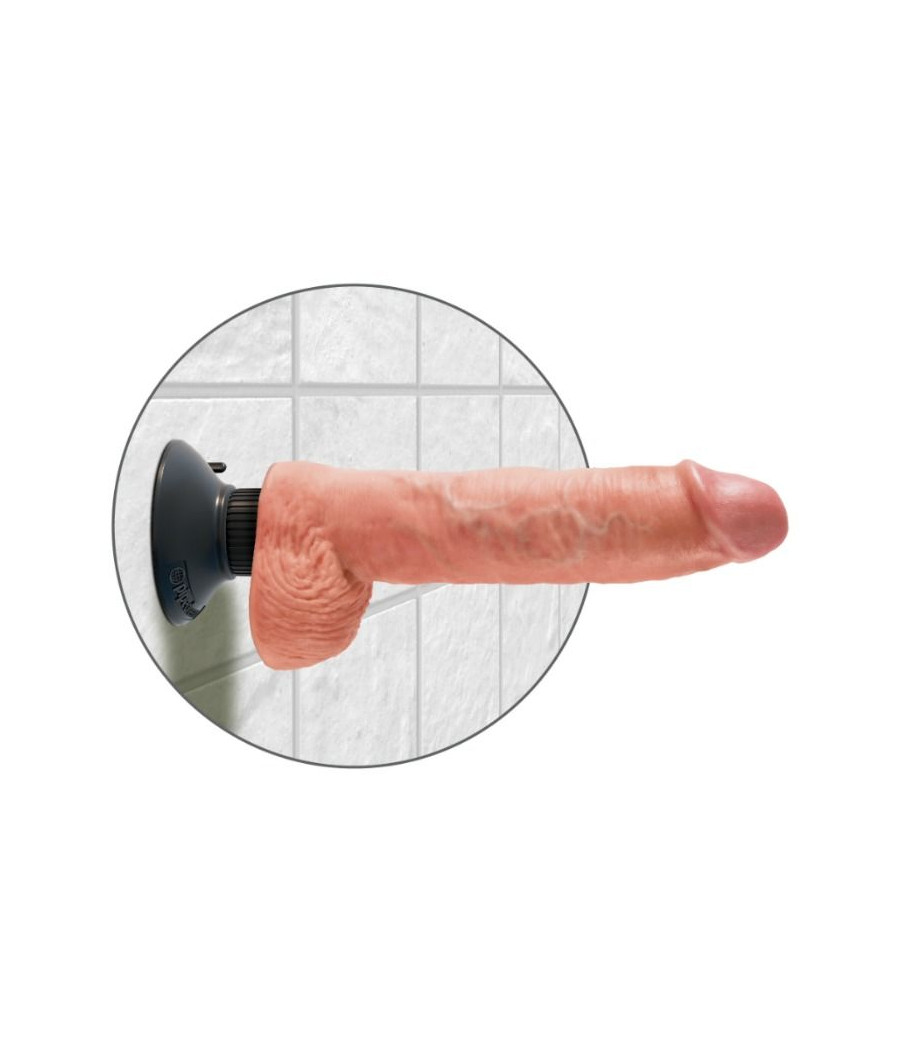 KING COCK - GODE VIBRANT AVEC TESTICULES 25.5 CM COULEUR NATURELLE
