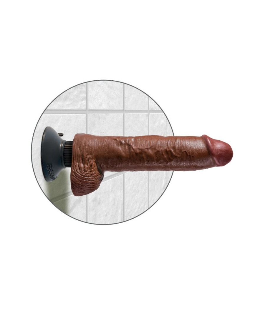 KING COCK - DILDO VIBRADOR CON TESTÍCULOS 25.5 CM COLOR MARRÓN