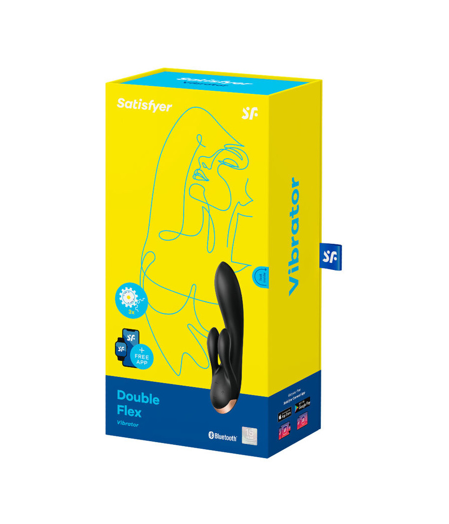 SATISFYER - APLICATIVO VIBRADOR DOUBLE FLEX PRETO