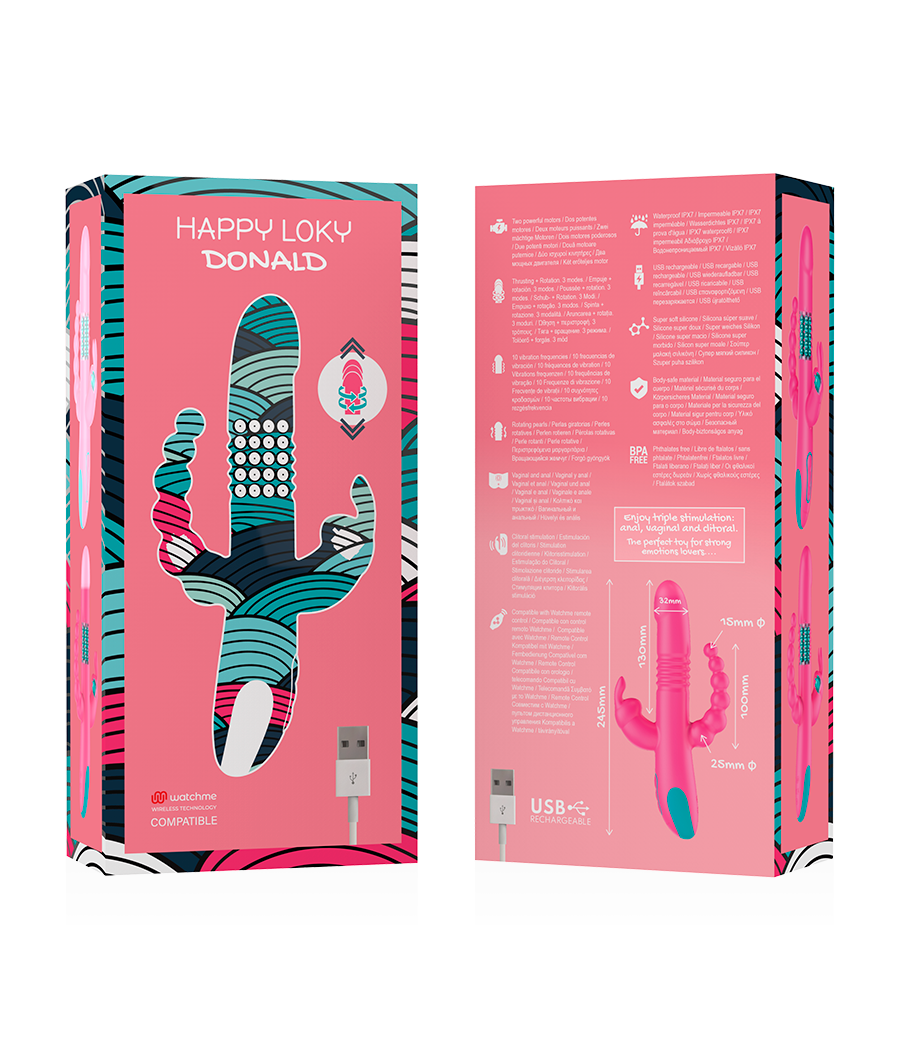HAPPY LOKY - DONALD TRIPLE STIMULATION: ANAL, G-SPOT & CLITORIS + WATCHME REMOTE CONTROL