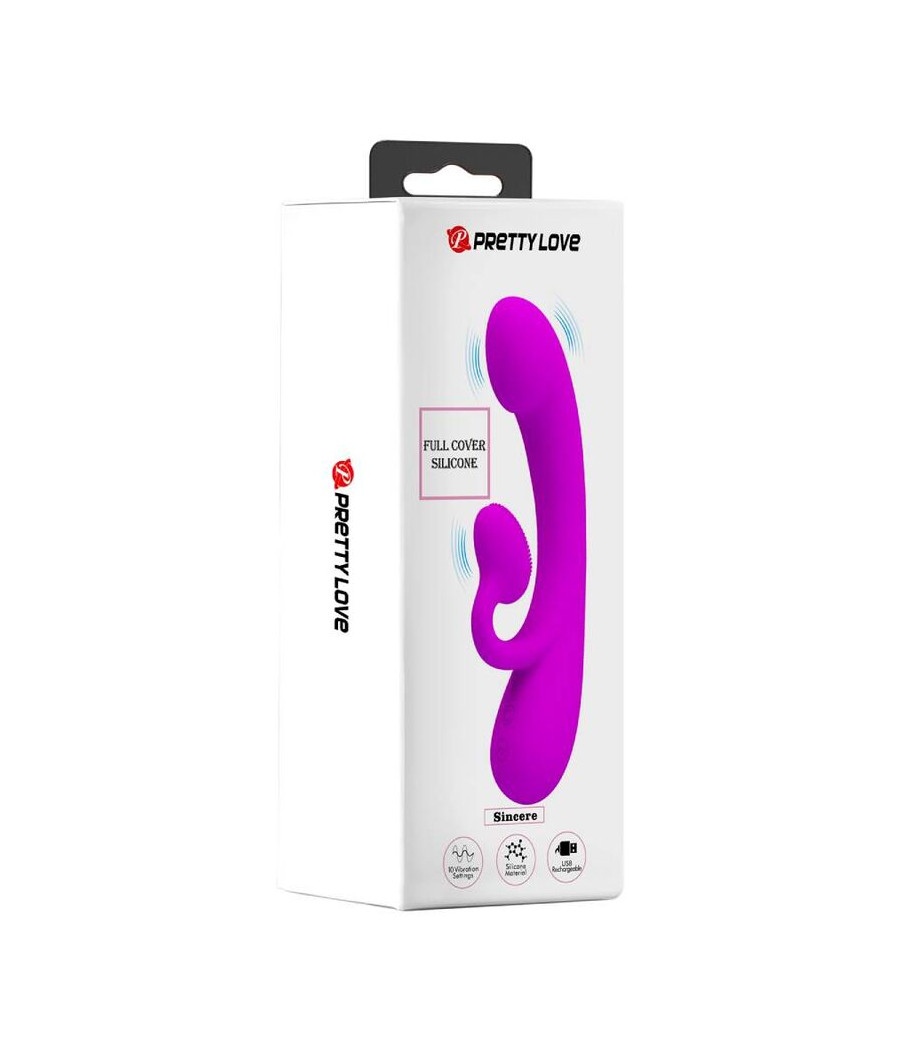PRETTY LOVE - SINCERO VIBRATORE CLITORIDEO IN SILICONE E SUCCHIATORE VIOLA