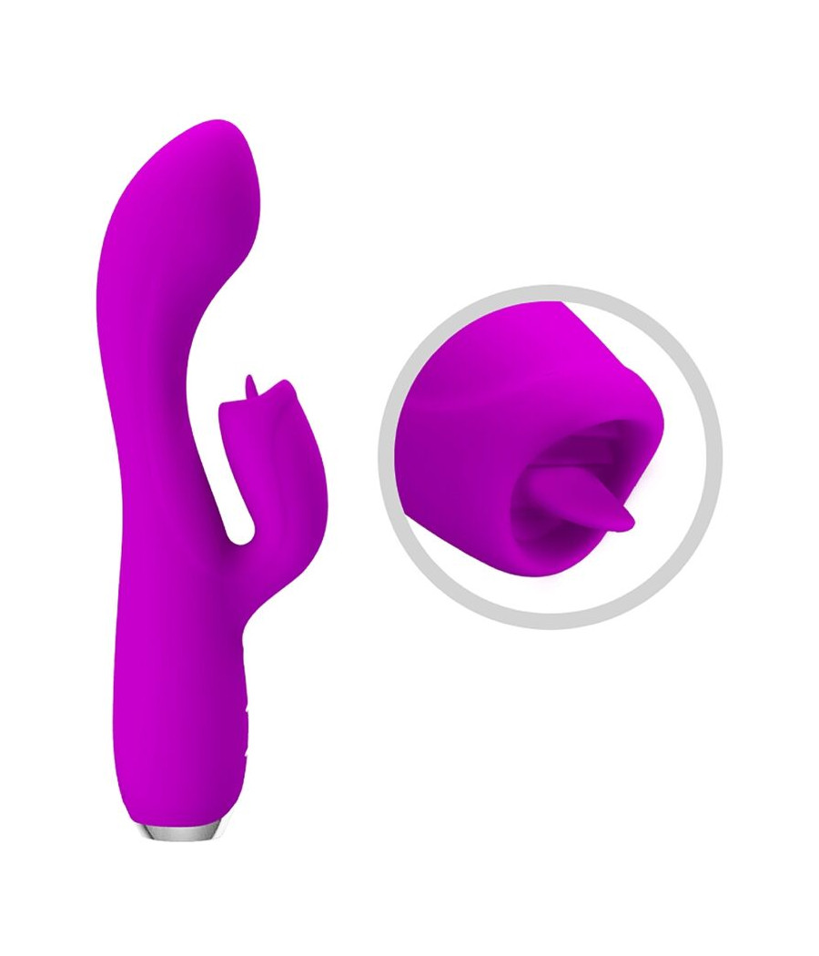 PRETTY LOVE - GLORIA VIBRADOR CONEJO RECARGABLE-IMPERMEABLE MORADO