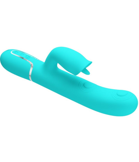 PRETTY LOVE - VIBRATORE CONIGLIO CON LECCATURA VERDE ACQUA
