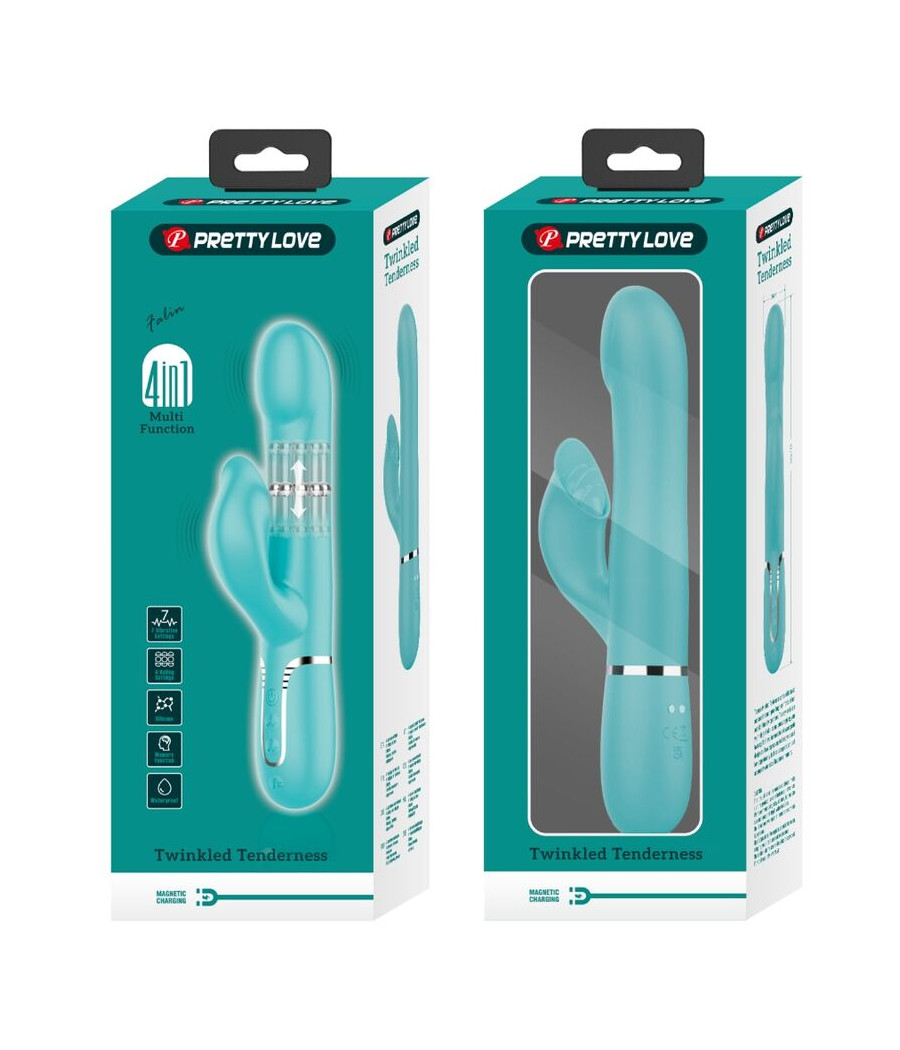 PRETTY LOVE - VIBRADOR RABBIT PERLAS VERDE AGUA