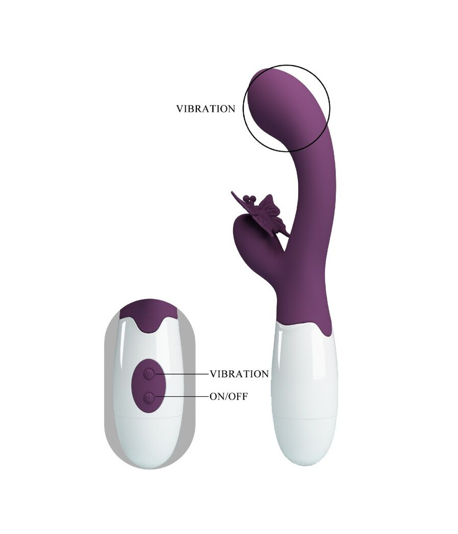 PRETTY LOVE - BUTTERFLY KISS VIBRATEUR RABBIT ET STIMULATEUR DE POINT G VIOLET