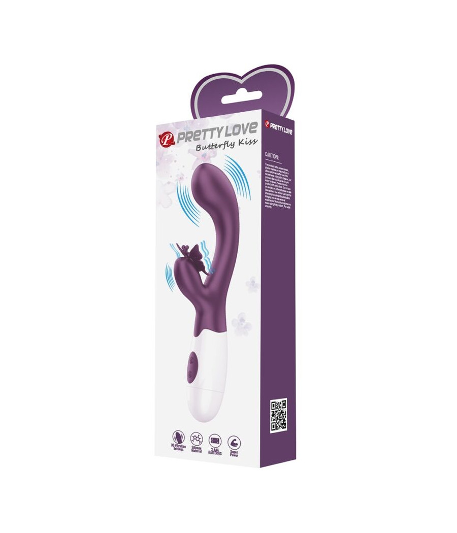 PRETTY LOVE - BUTTERFLY KISS VIBRADOR DE COELHO E ESTIMULADOR DE PONTO G ROXO