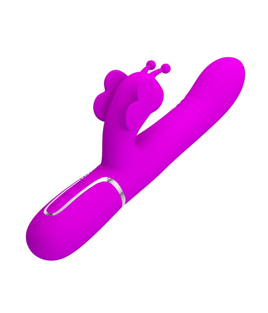 PRETTY LOVE - VIBRATORE MULTIFUNZIONE RABBIT 4 IN 1 FARFALLA FUCSIA