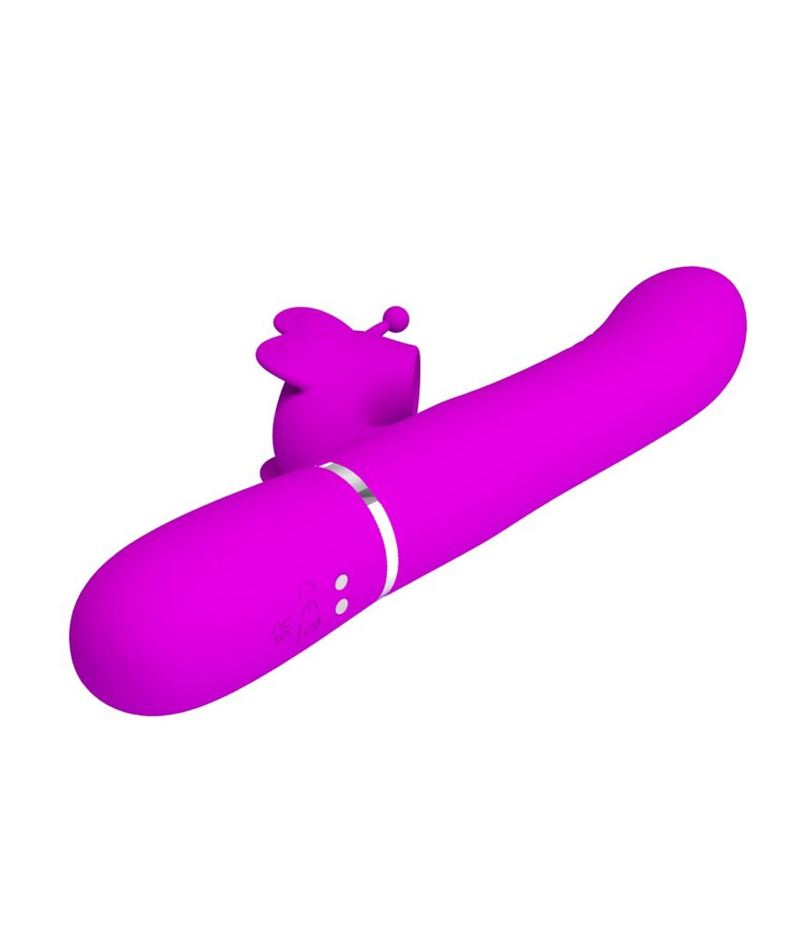 PRETTY LOVE - VIBRADOR RABBIT MULTIFUNCIÓN 4 EN 1 MARIPOSA FUCSIA