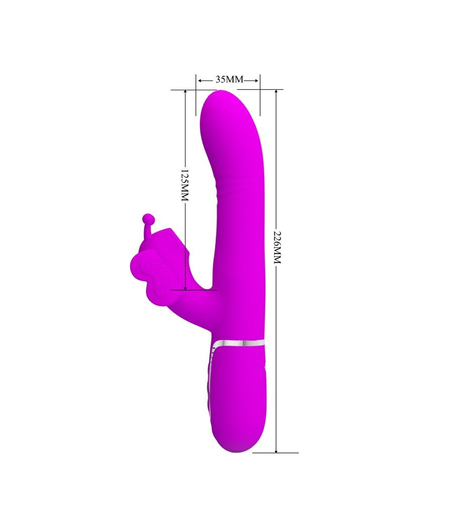 PRETTY LOVE - MULTIFUNCTION RABBIT VIBRATOR 4 IN 1 BUTTERFLY FUCHSIA