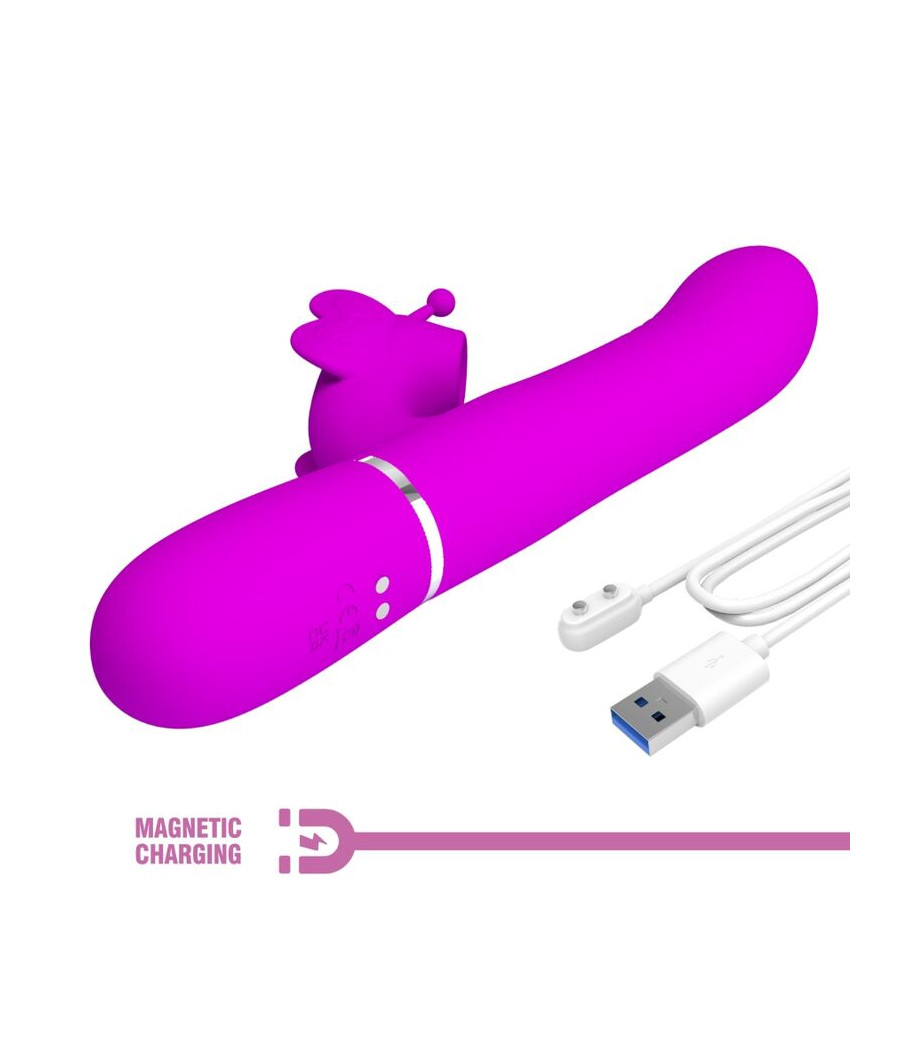 PRETTY LOVE - VIBRADOR COELHO MULTIFUNÇÕES 4 EM 1 BORBOLETE FÚCSIA