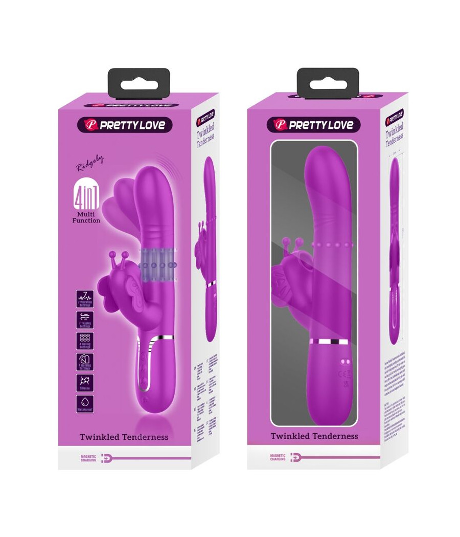 PRETTY LOVE - MULTIFUNKTIONS-KANINCHENVIBRATOR 4 IN 1 SCHMETTERLING FUCHSIA