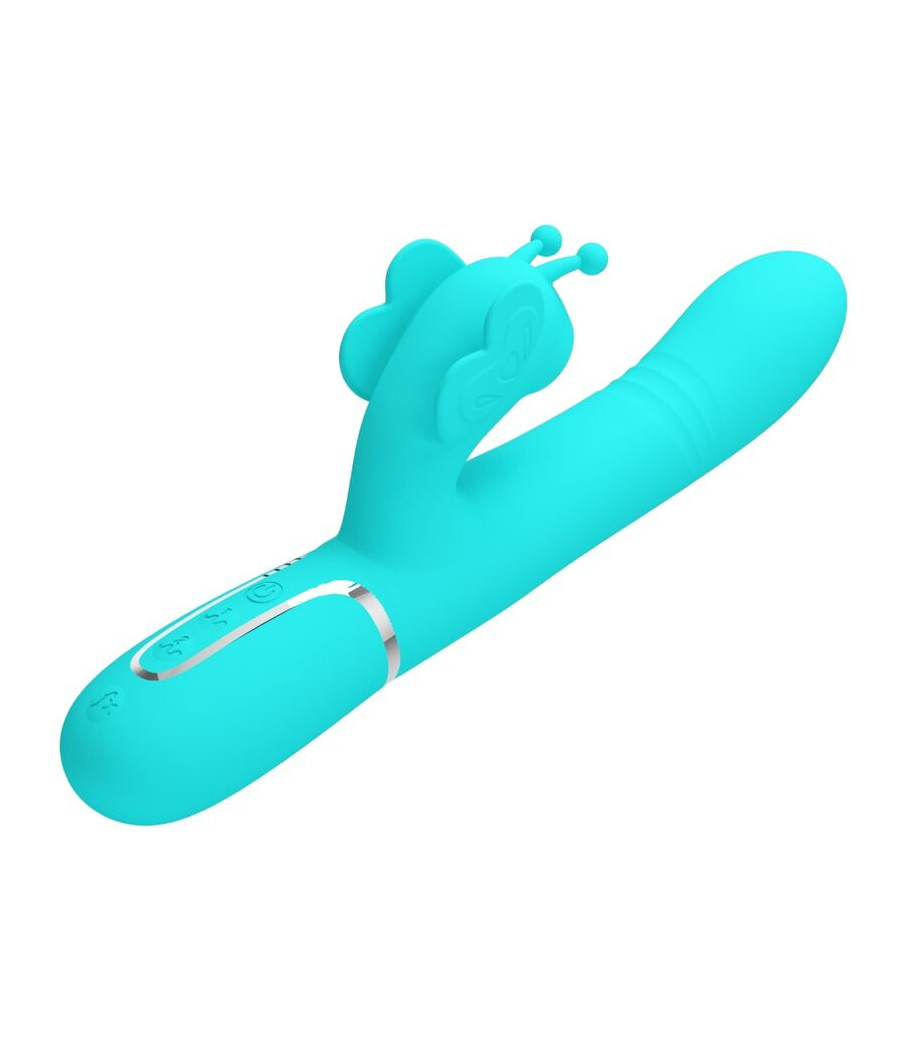 PRETTY LOVE - VIBRADOR COELHO MULTIFUNÇÕES 4 EM 1 BUTTERFLY AQUA VERDE