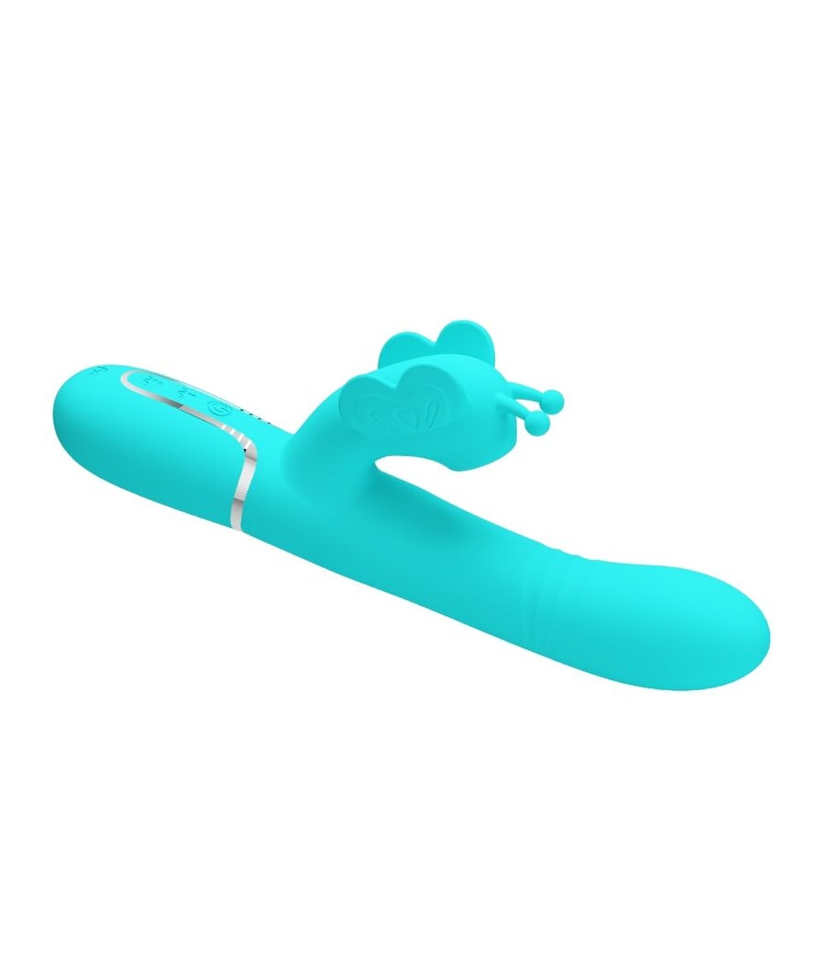 PRETTY LOVE - MULTIFUNCTION RABBIT VIBRATOR 4 IN 1 BUTTERFLY AQUA GREEN