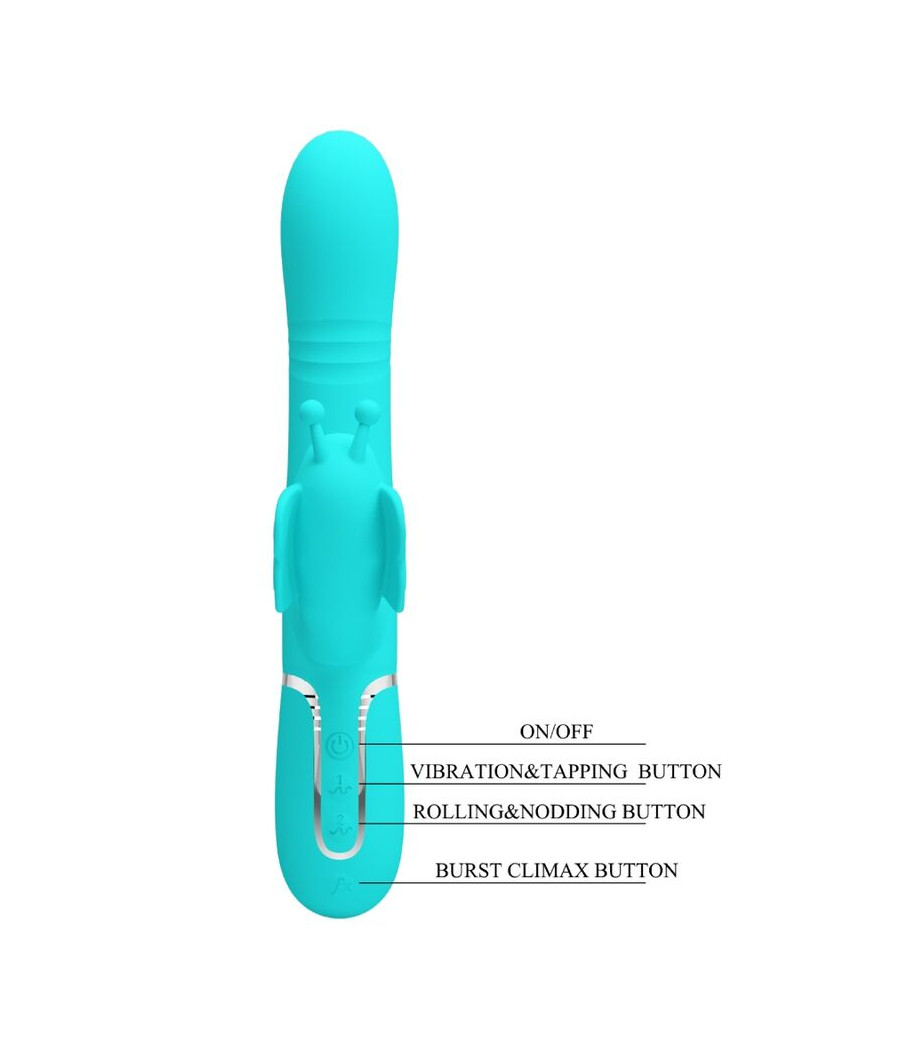 PRETTY LOVE - MULTIFUNCTION RABBIT VIBRATOR 4 IN 1 BUTTERFLY AQUA GREEN