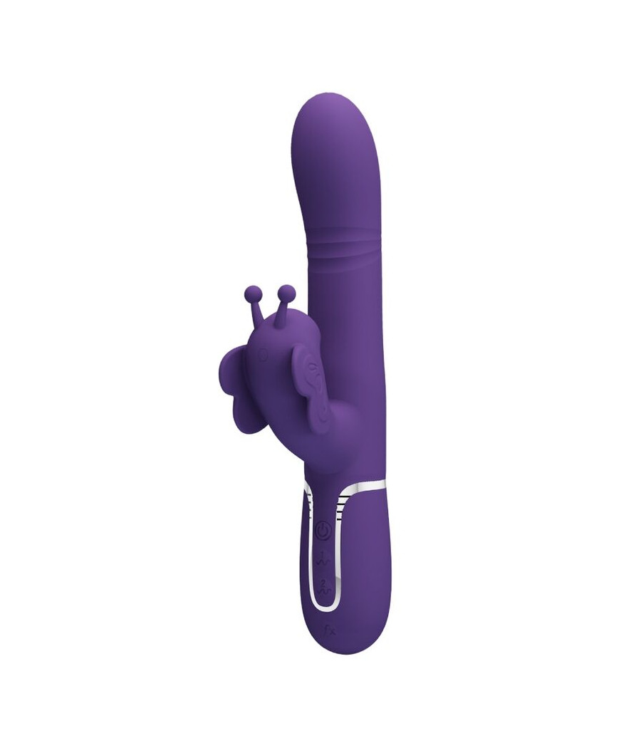 PRETTY LOVE - VIBRADOR RABBIT MULTIFUNCIÓN 4 EN 1 MARIPOSA MORADO