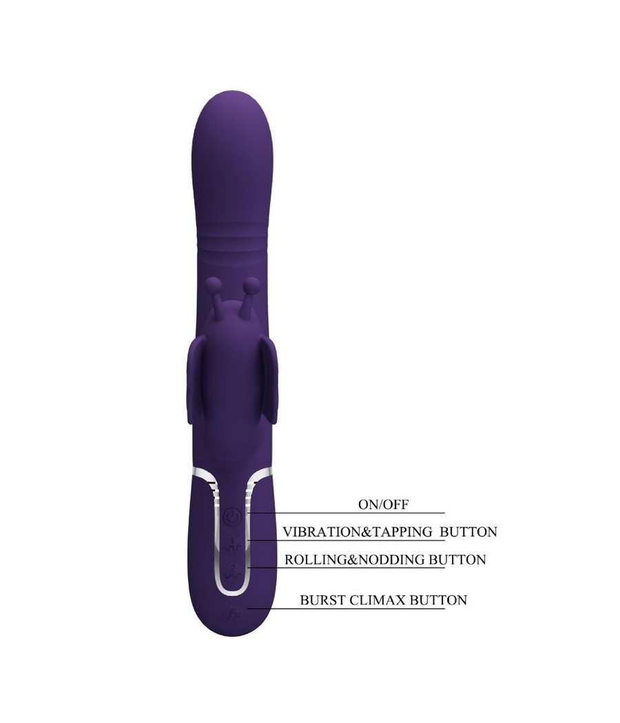 PRETTY LOVE - VIBRADOR COELHO MULTIFUNÇÕES 4 EM 1 BORBOLETA ROXO