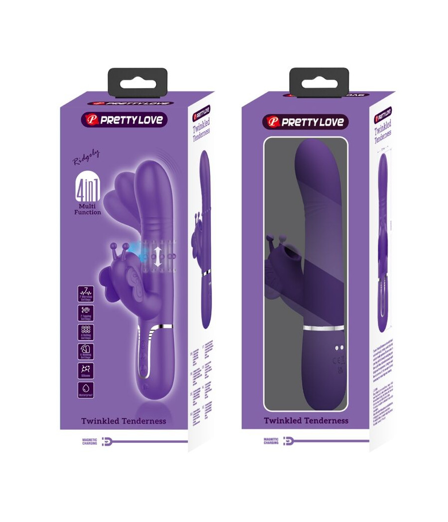 PRETTY LOVE - VIBRATEUR MULTIFONCTION LAPIN 4 EN 1 PAPILLON VIOLET