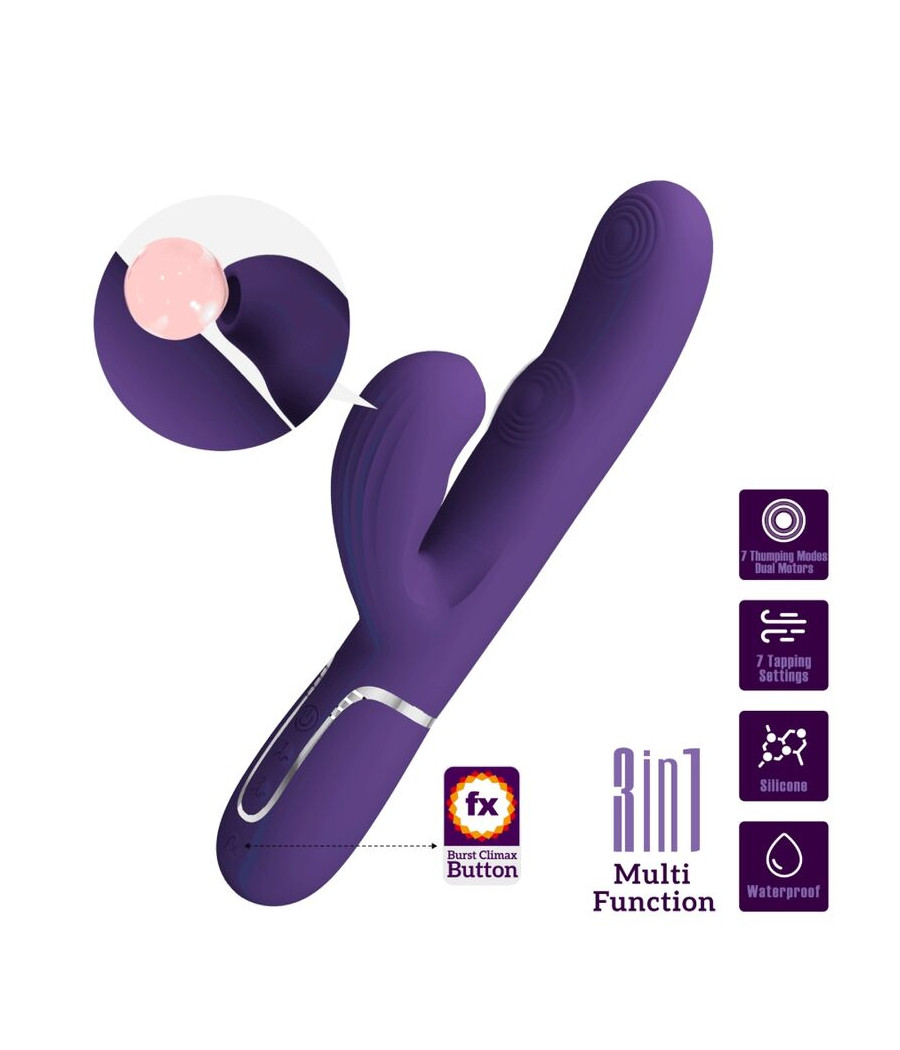 PRETTY LOVE - PERLITA VIBRATORE G-SPOT 3 IN 1 MULTIFUNZIONE VIOLA