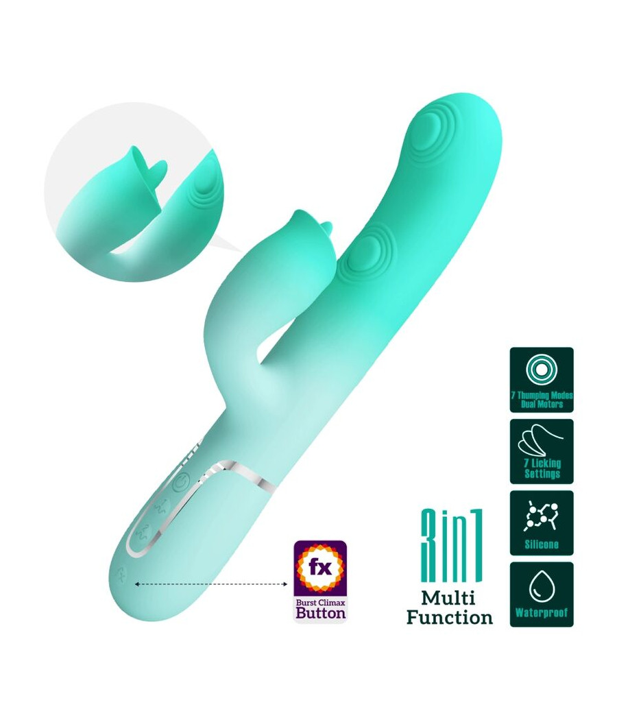 PRETTY LOVE - GIGI VIBRADOR RABBIT MULTIFUNCIÓN VERDE AGUA