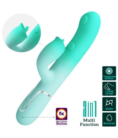 PRETTY LOVE - GIGI MULTIFUNKTIONS-RABBIT-VIBRATOR AQUAGRÜN