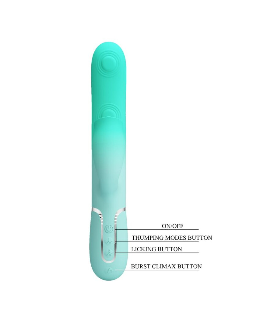 PRETTY LOVE - GIGI VIBRADOR RABBIT MULTIFUNCIÓN VERDE AGUA