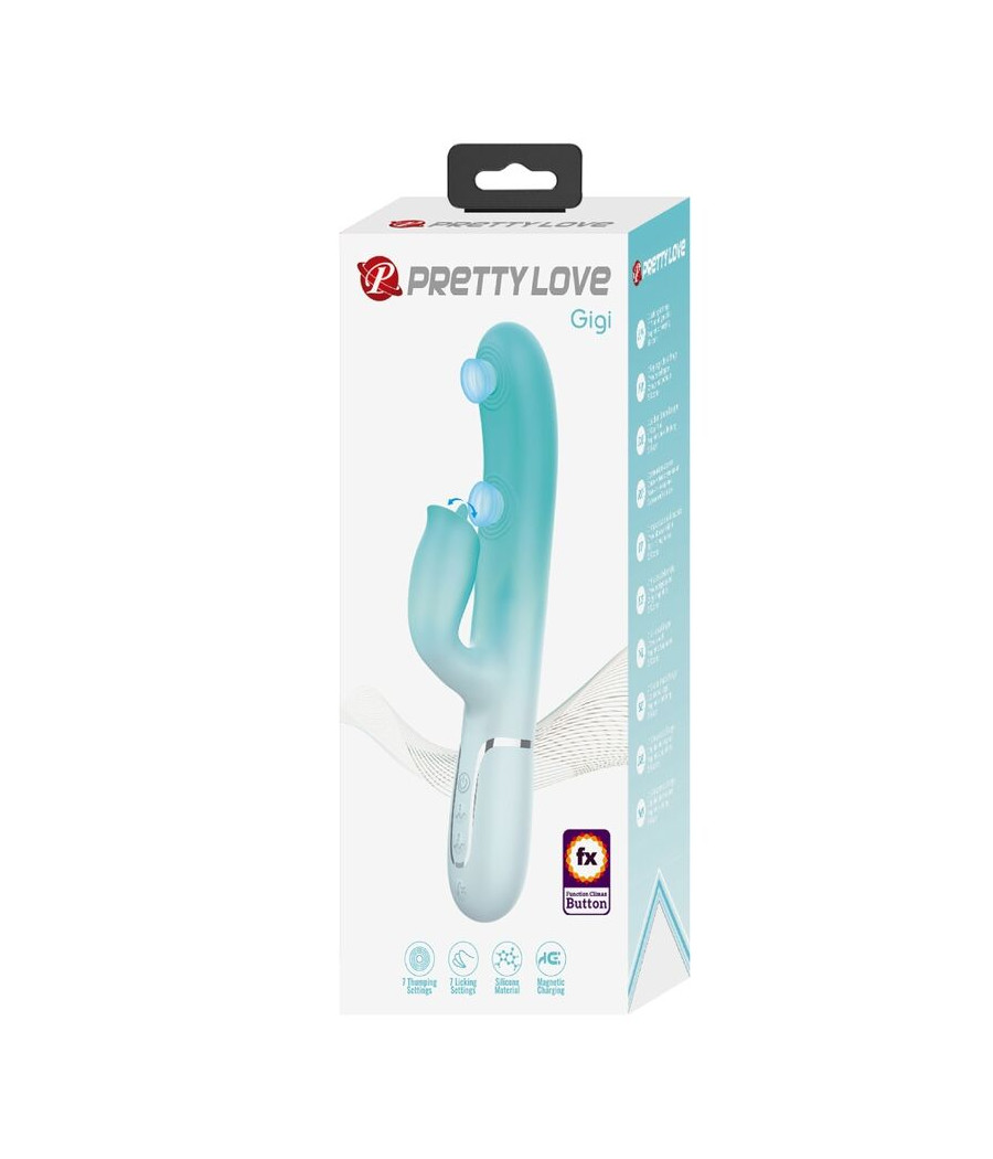 PRETTY LOVE - VIBRATEUR LAPIN MULTIFONCTION GIGI VERT AQUA