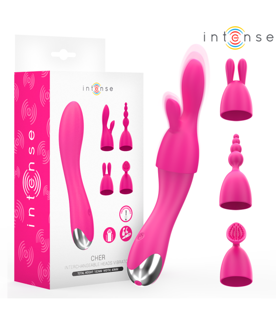 INTENSE - VIBRATORE CHER CON 20 MODALITÀ E TESTINE INTERCAMBIABILI