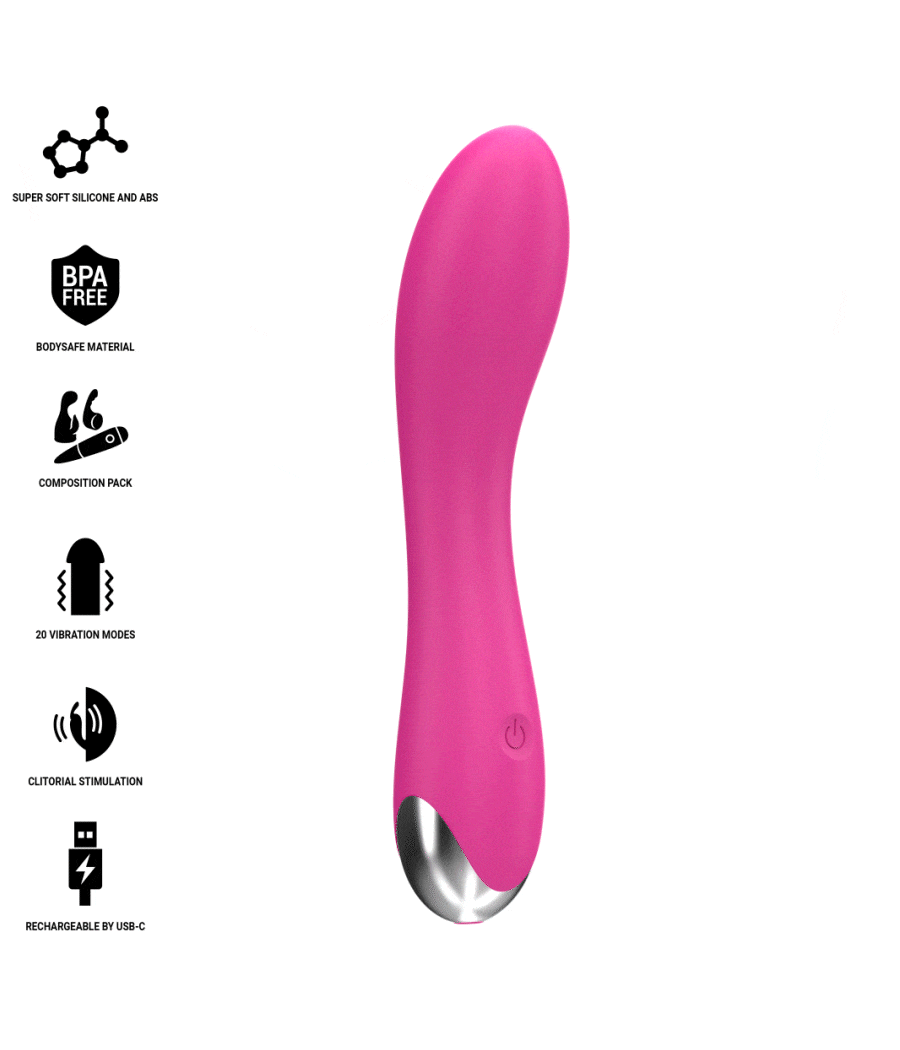 INTENSE - VIBRATEUR CHER AVEC 20 MODES DE MOUVEMENTS ET EMBOUTS INTERCHANGEABLES