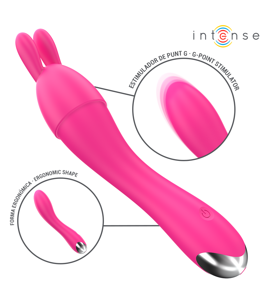 INTENSE - VIBRATEUR CHER AVEC 20 MODES DE MOUVEMENTS ET EMBOUTS INTERCHANGEABLES