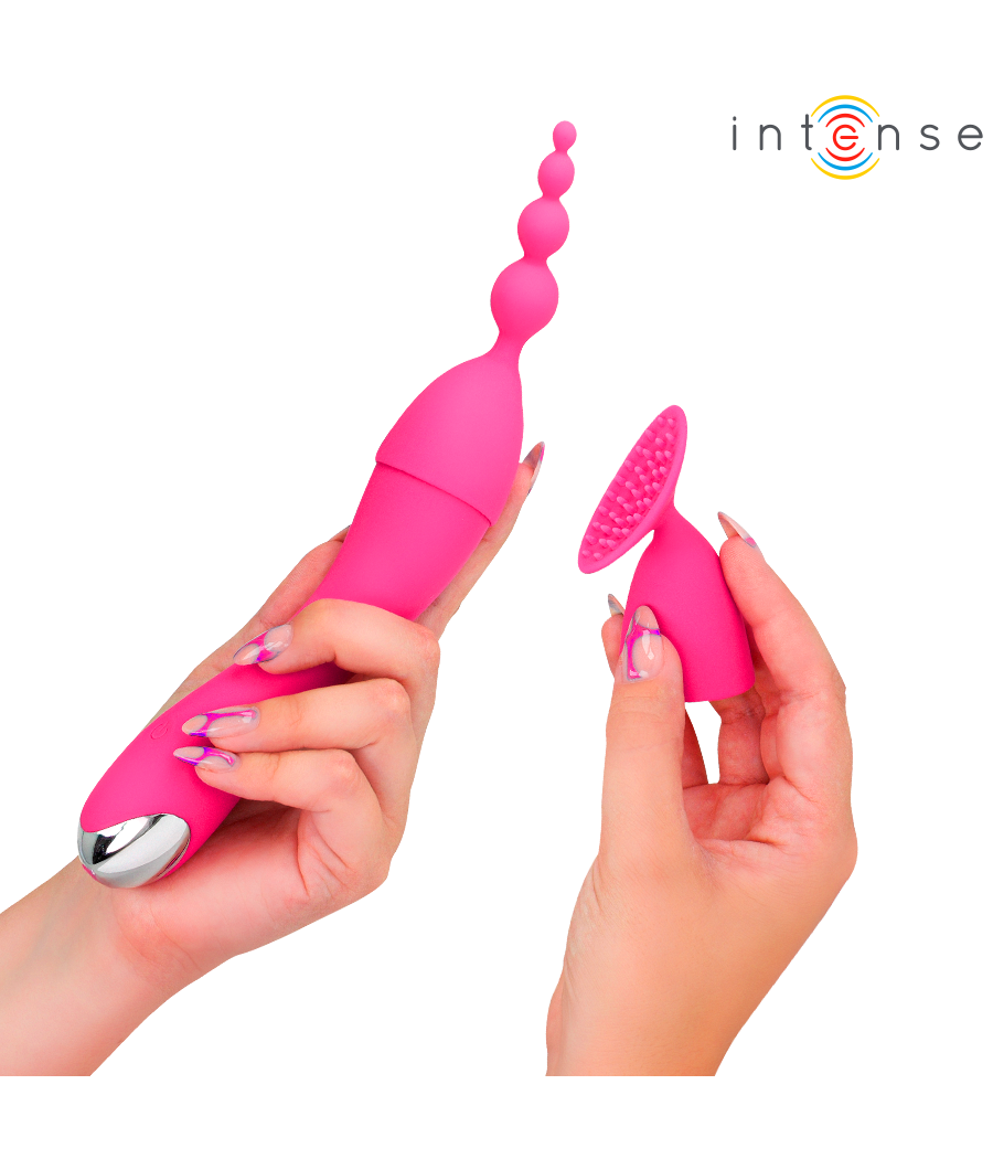 INTENSE - VIBRATEUR CHER AVEC 20 MODES DE MOUVEMENTS ET EMBOUTS INTERCHANGEABLES
