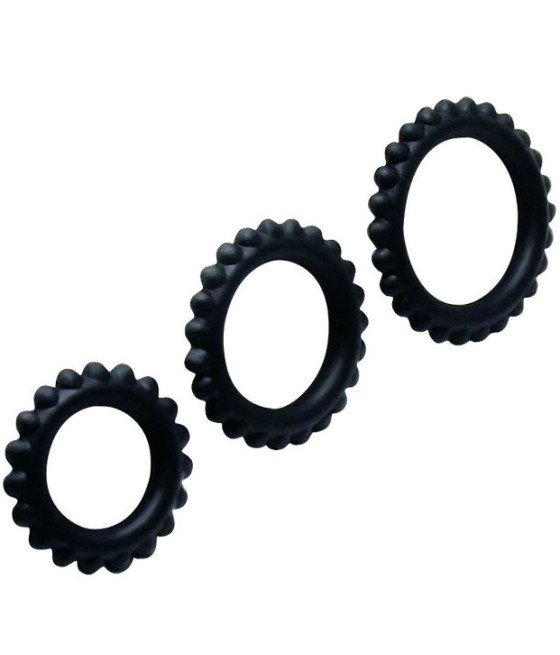 BAILE - CONJUNTO TITAN 3PCS ANEL PARA GALO PRETO 2.8 + 2.4 + 1.9 CM