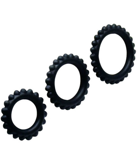 BAILE - TITAN SET 3STK COCKRING SCHWARZ 2.8 + 2.4 + 1.9 CM