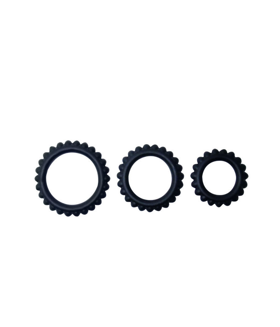 BAILE - TITAN SET 3 PCS COCK RING BLACK 2.8 + 2.4 + 1.9 CM