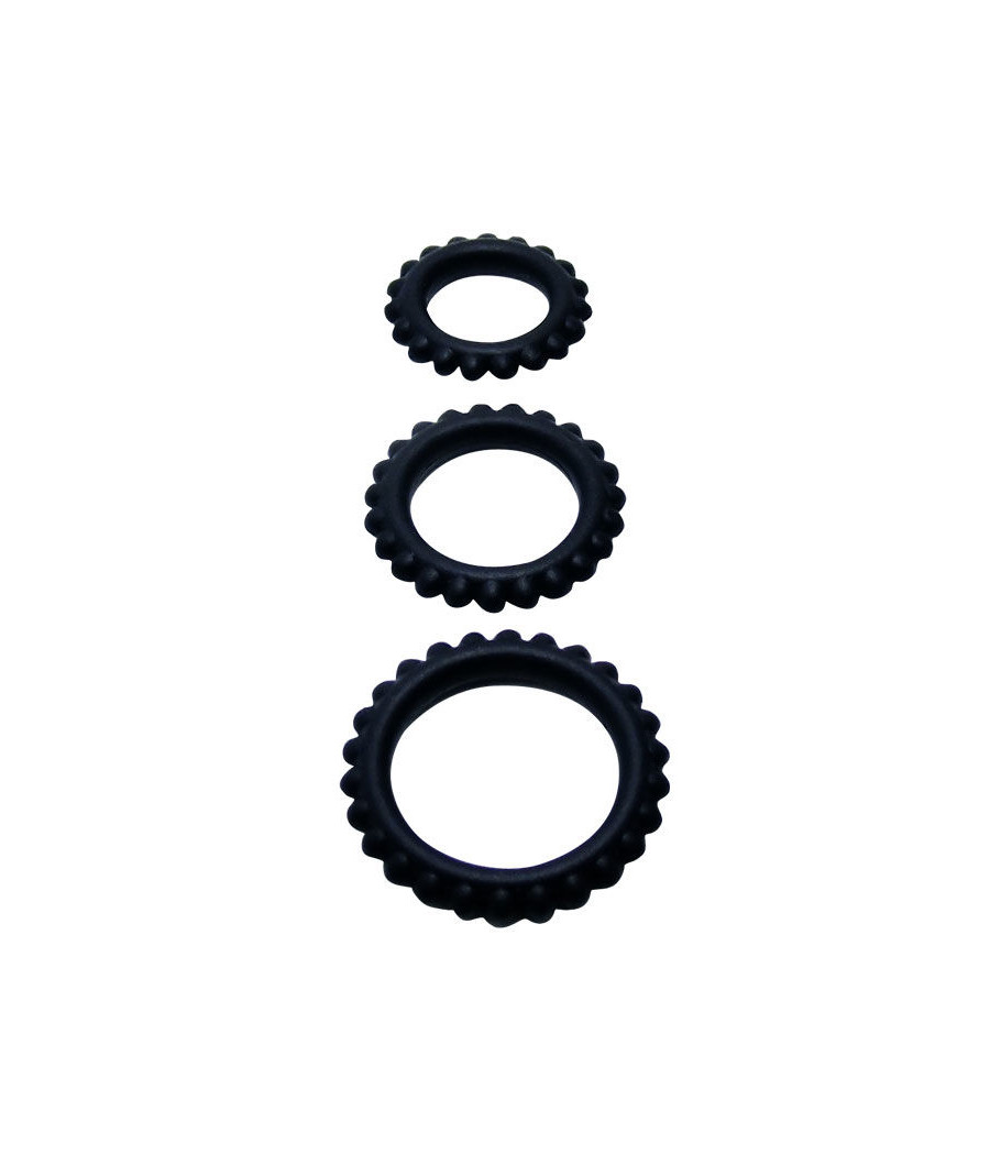 BAILE - TITAN SET 3 PZ ANELLI PER IL CAZZO NERO 2.8 + 2.4 + 1.9 CM