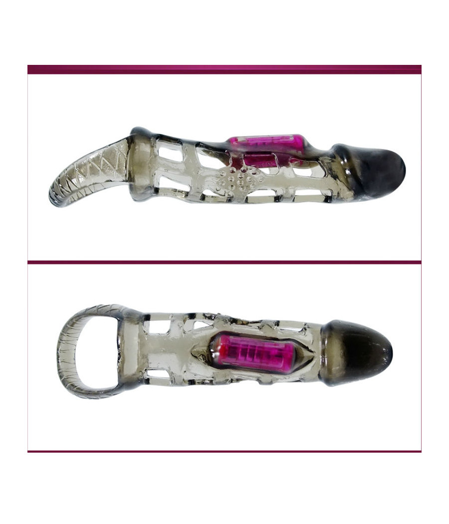 BAILE - FUNDA EXTENSORA PENE CON VIBRACIÓN Y STRAP 13.5 CM