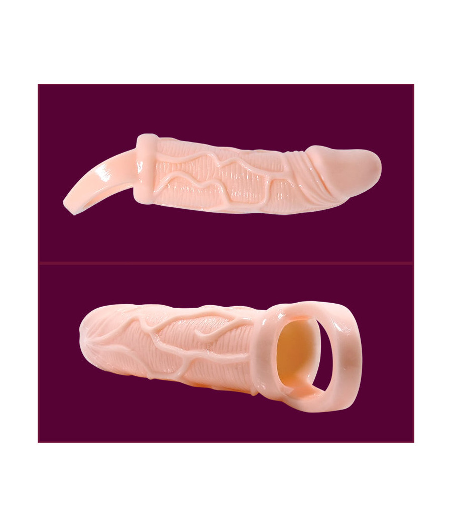 BAILE - GAINE DEXTENSION DE PÉNIS AVEC VIBRATION ET SANGLE POUR TESTICULES 13.5 CM