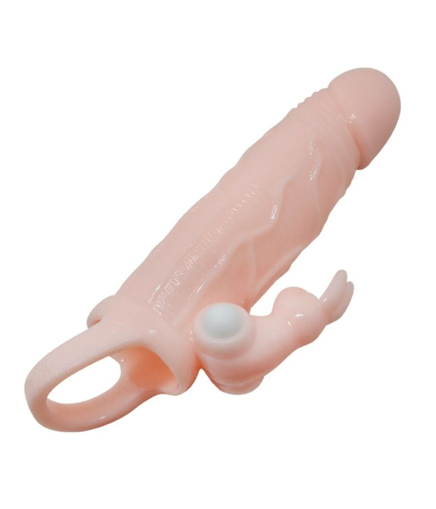 BAILE - BRAVE MAN FUNDA PENE CON RABBIT VIBRADOR 16.5 CM NATURAL