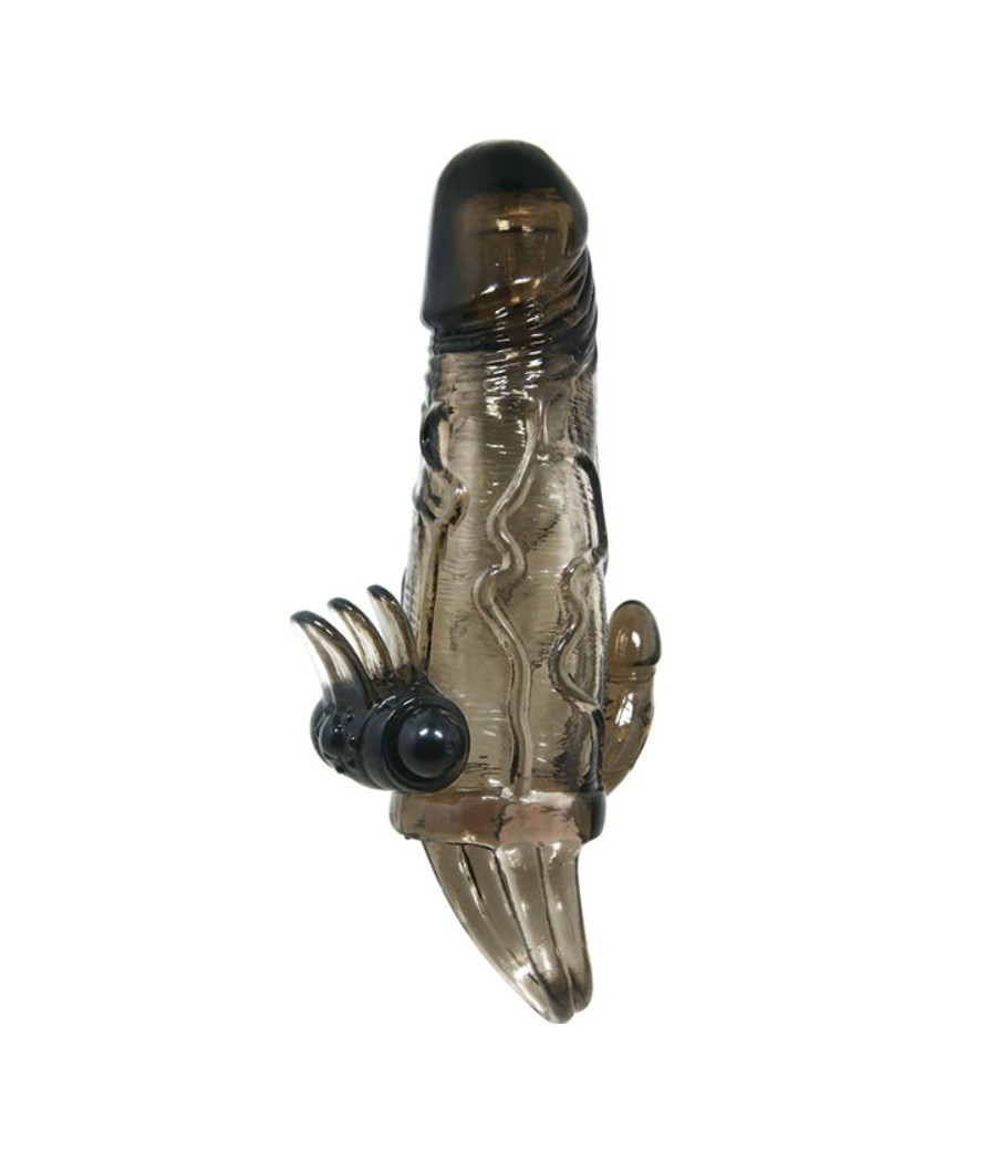 BAILE - COUVRE-PÉNIS BRAVE MAN AVEC STIMULATION CLITO ET ANAL DOUBLE BULLET NOIR 16.5 CM
