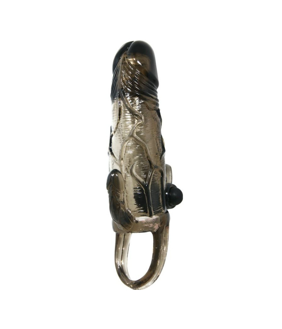 BAILE - COUVRE-PÉNIS BRAVE MAN AVEC STIMULATION CLITO ET ANAL DOUBLE BULLET NOIR 16.5 CM