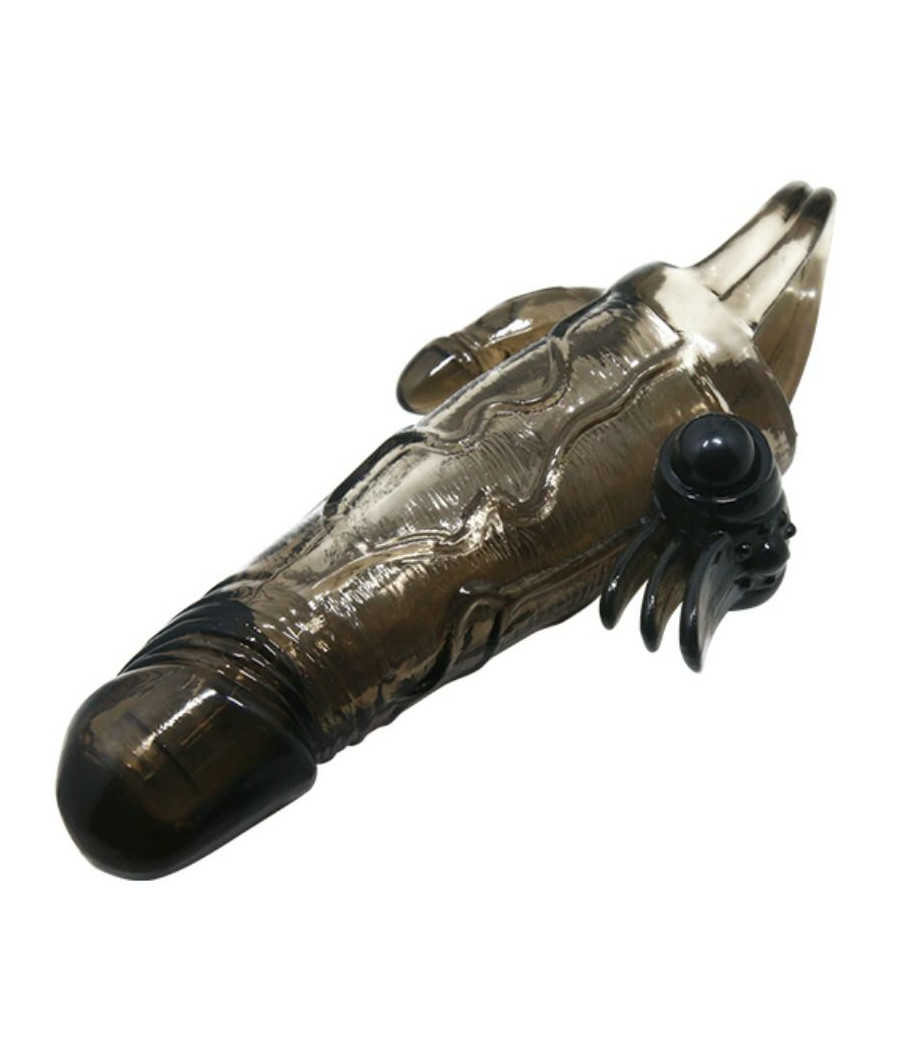 BAILE - BRAVE MAN PENIS COVER WITH CLIT AND ANAL STIMULATION DOUBLE BULLET BLACK 16.5 CM