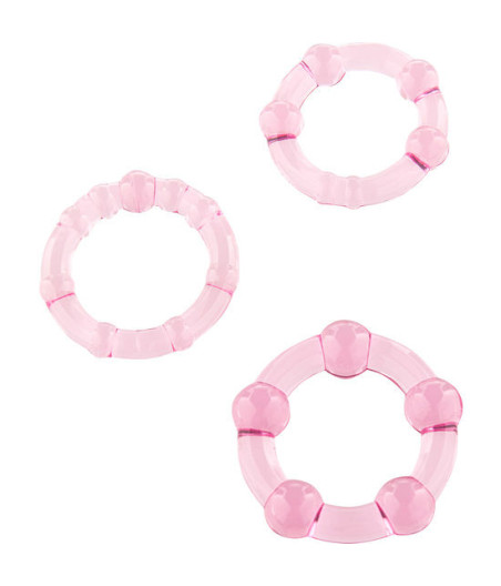 SEVEN CREATIONS - CONJUNTO DE TRÊS ANÉIS PARA PÊNIS ROSA