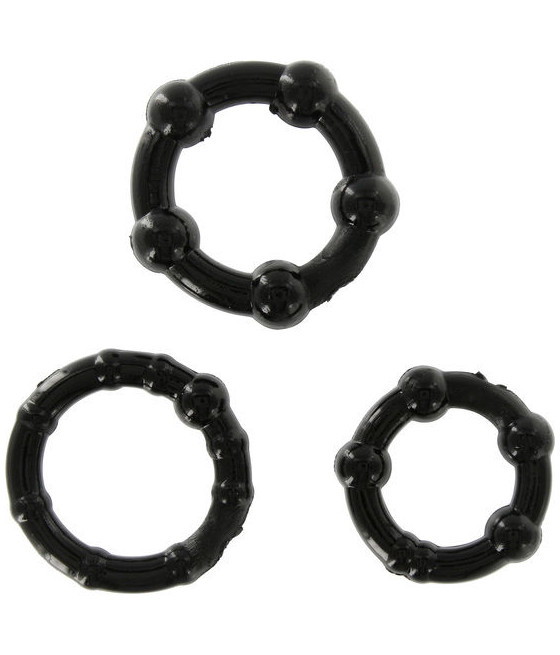 SEVEN CREATIONS - SET OF THREE BLACK PENIS RINGS