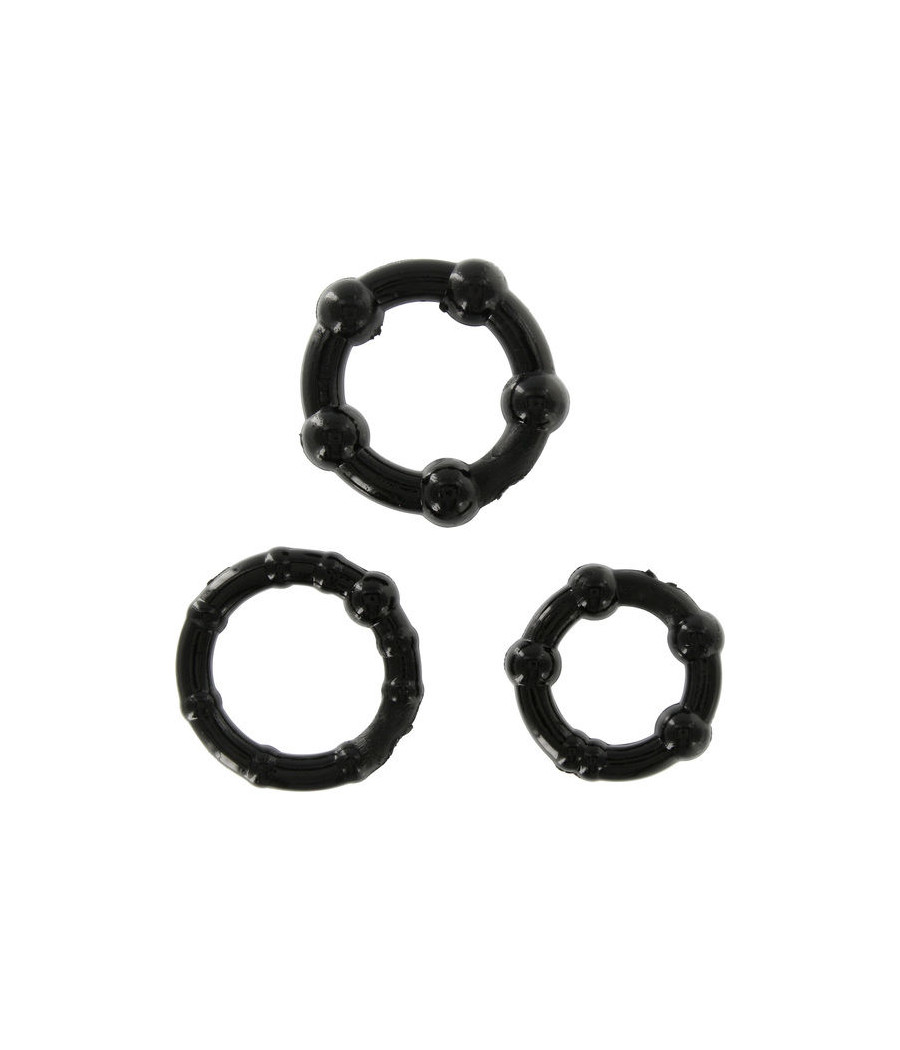 SEVEN CREATIONS - SET DI TRE ANELLI PER PENE NERI