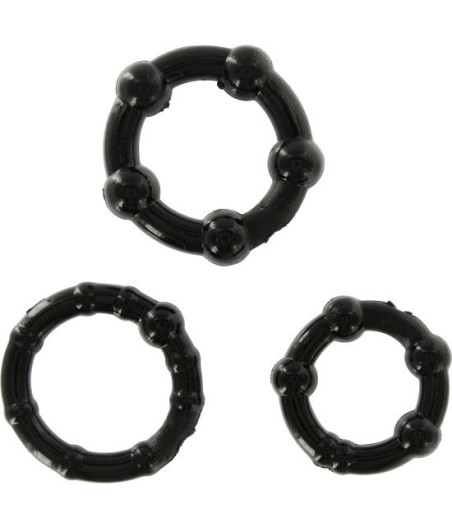SEVEN CREATIONS - SET DI TRE ANELLI PER PENE NERI