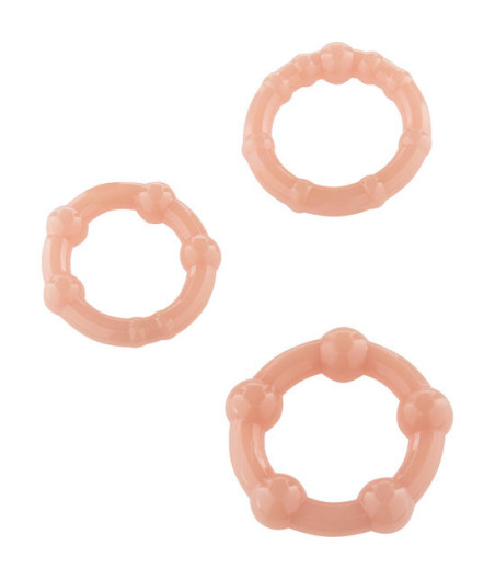 SEVEN CREATIONS - SET DI TRE ANELLI PER PENE IN PELLE