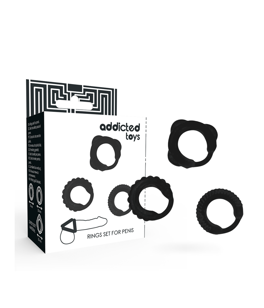ADDICTED TOYS - SET 3 ANILLOS PENE NEGRO